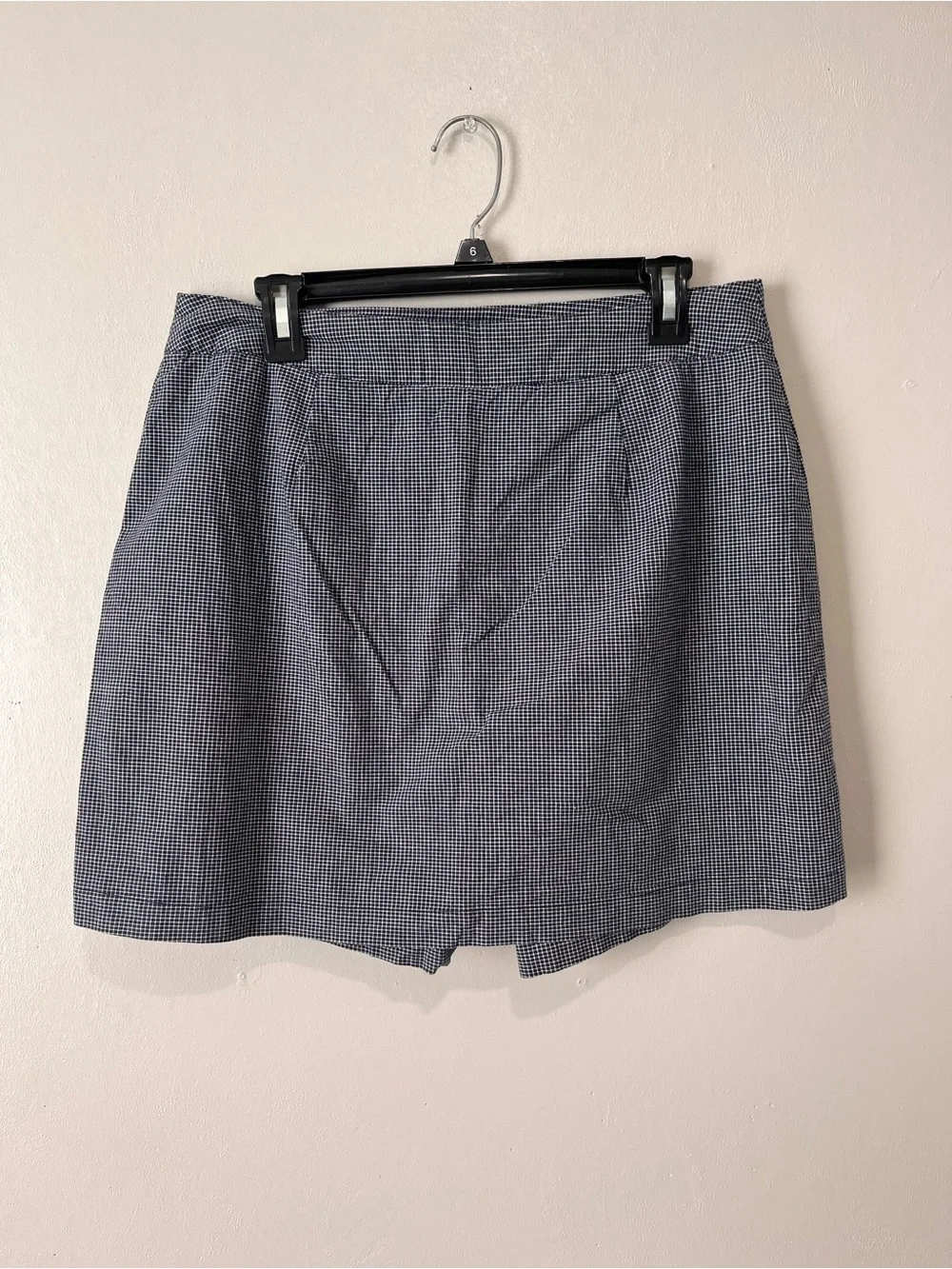 Sonoma Petite Street Navy White Gingham Wrap Skort Women’s 12P Cotton Blend